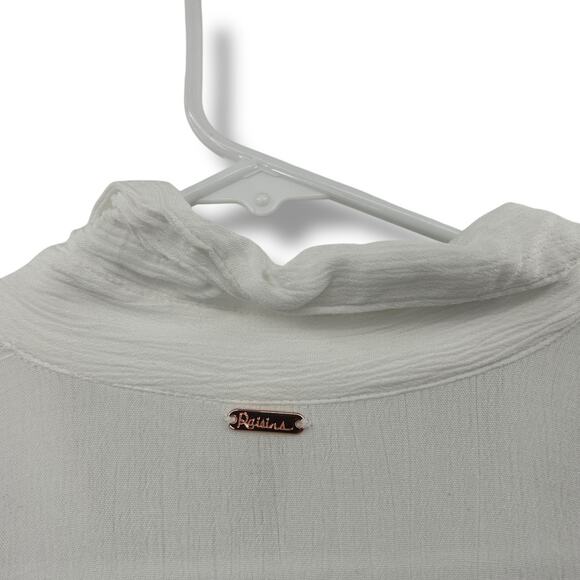 Raisins Swim Coverup Dress Size Medium White Sheer Gauze Crinkle Collared Beach - Picture 9 of 10
